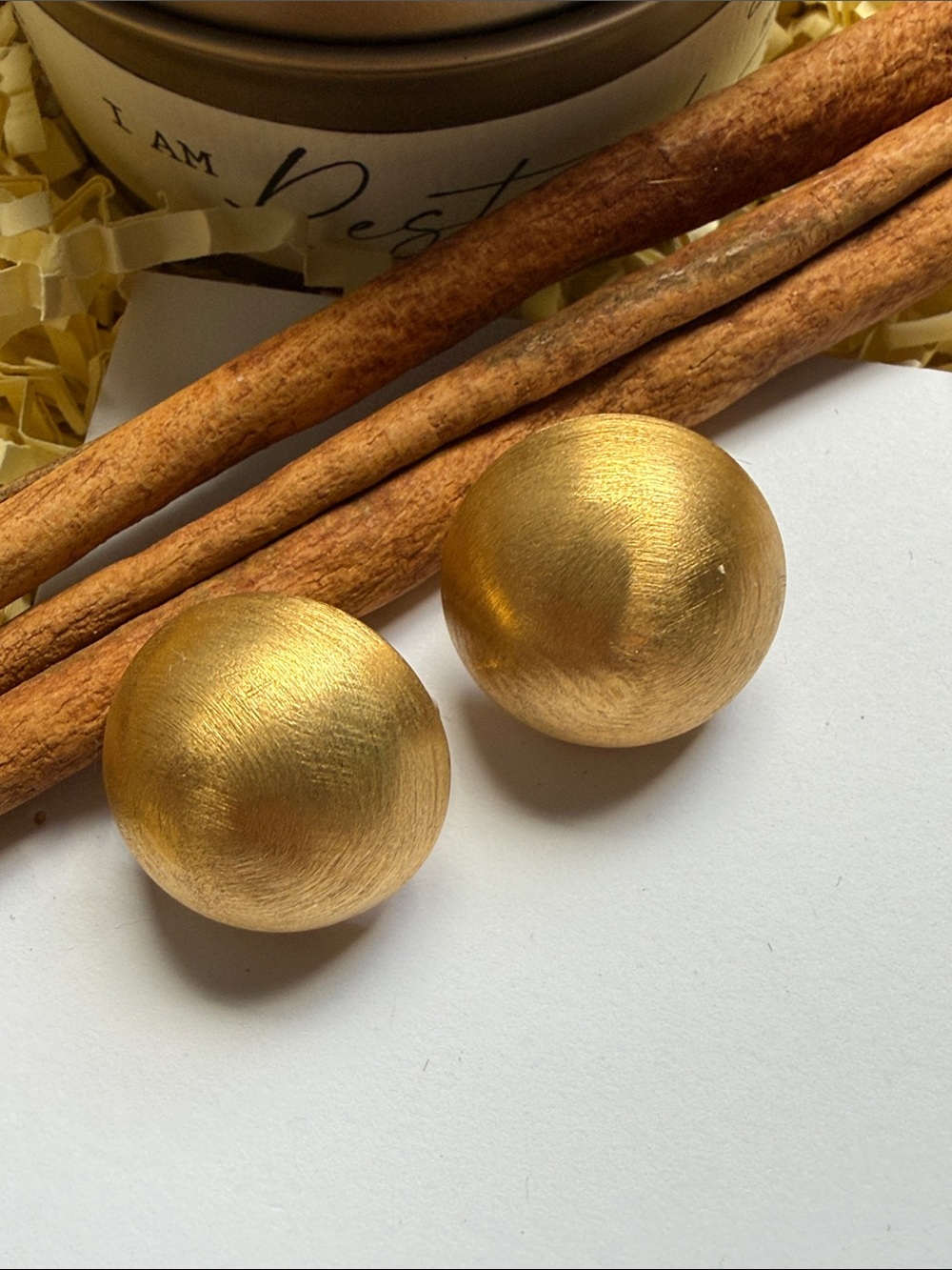 Brushed Gold Dome Button Earrings